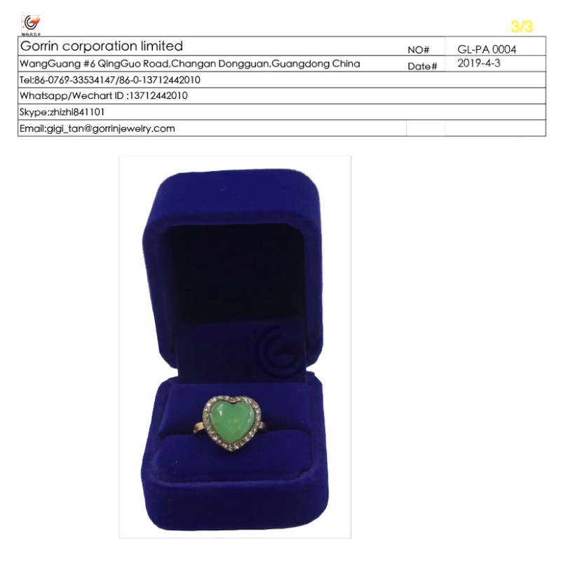 Caixa de anel de veludo GL-PA0004